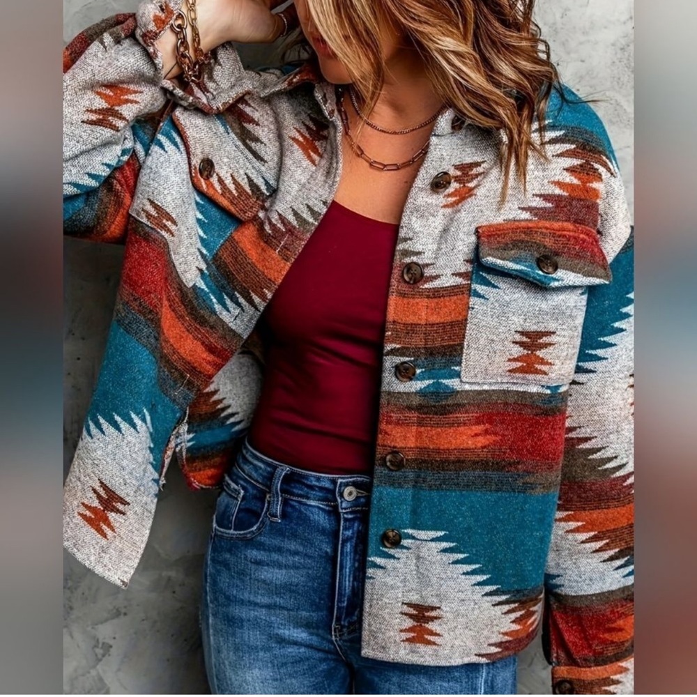 COLORFUL SOUTHWESTERN PATTERNED JACKET SHACKET